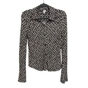 & Other Stories chain print shirt in black and white long sleeve size small